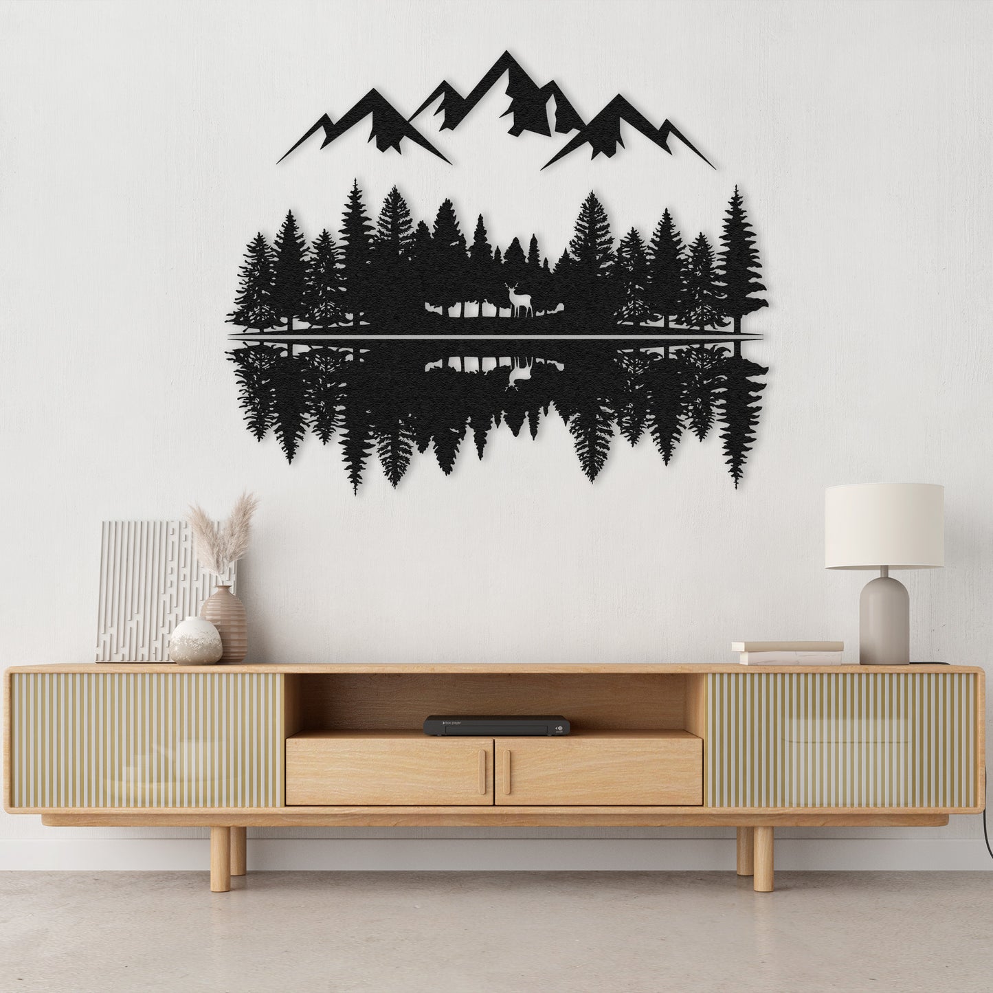 Mountain and Forest Large Metal Wall Art, Nature and Lake Wall Decor, Snowy Hill Wall Hangings, Metal Tree Wall Art, Front Porch Decoration