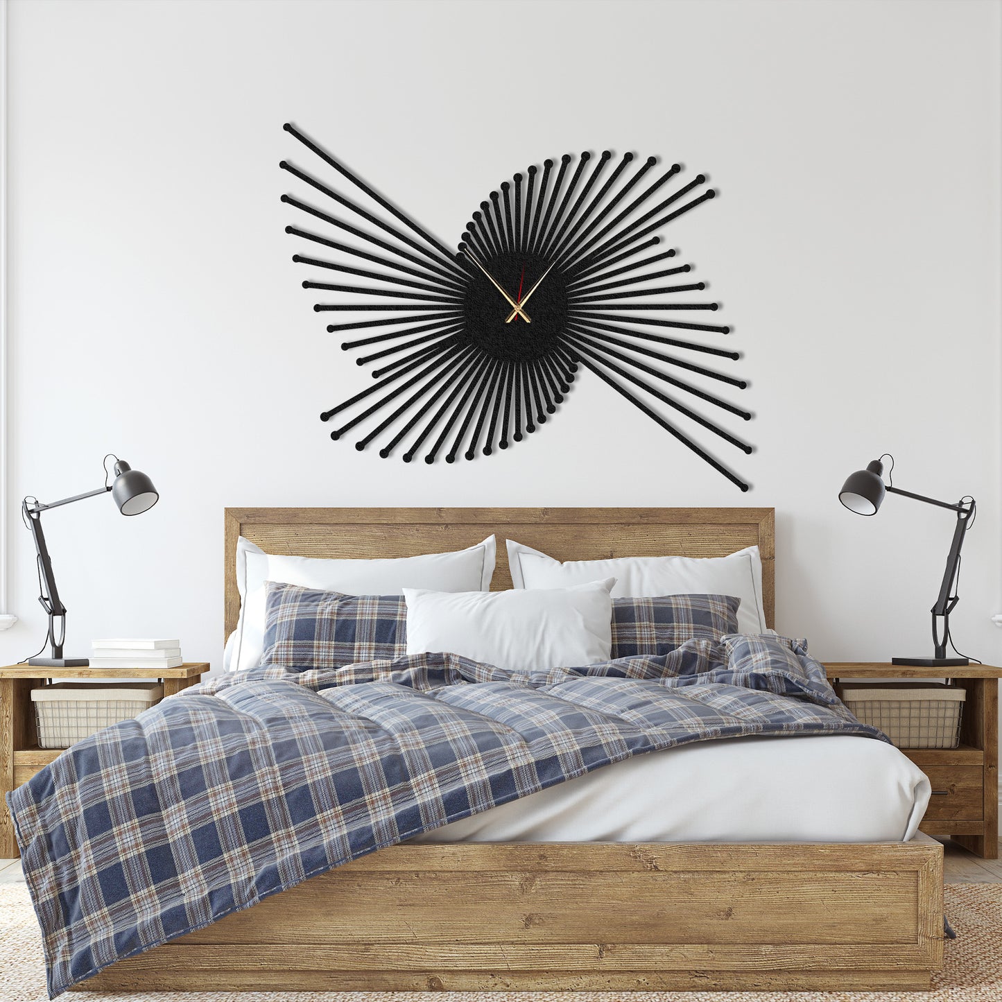 Modern Geometric Metal Wall Clock, Oversized Abstract Design Wall Clock, Unique Silent Clock, Horloge Murale, Wall Clock Art, Gift for Home (Kopya)