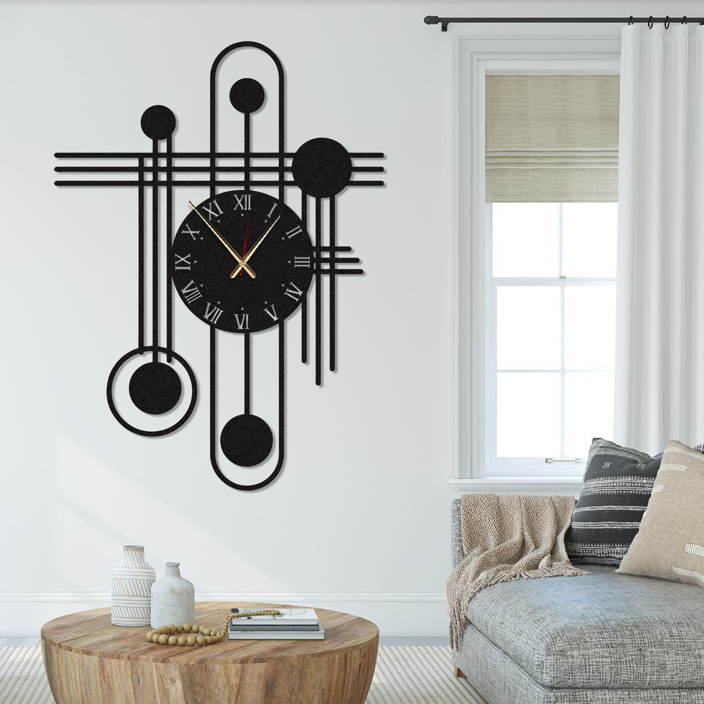 Modern Geometric Metal Wall Clock, Oversized Abstract Design Wall Clock, Unique Silent Clock, Horloge Murale, Wall Clock Art, Gift for Home