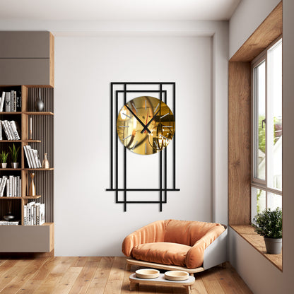 Modern Minimalist Plexiglass Detailed Wall Clock, EXTRA LARGE Black Wall Clock with Plexiglass Mirror, Unique Design Silent Long Clock