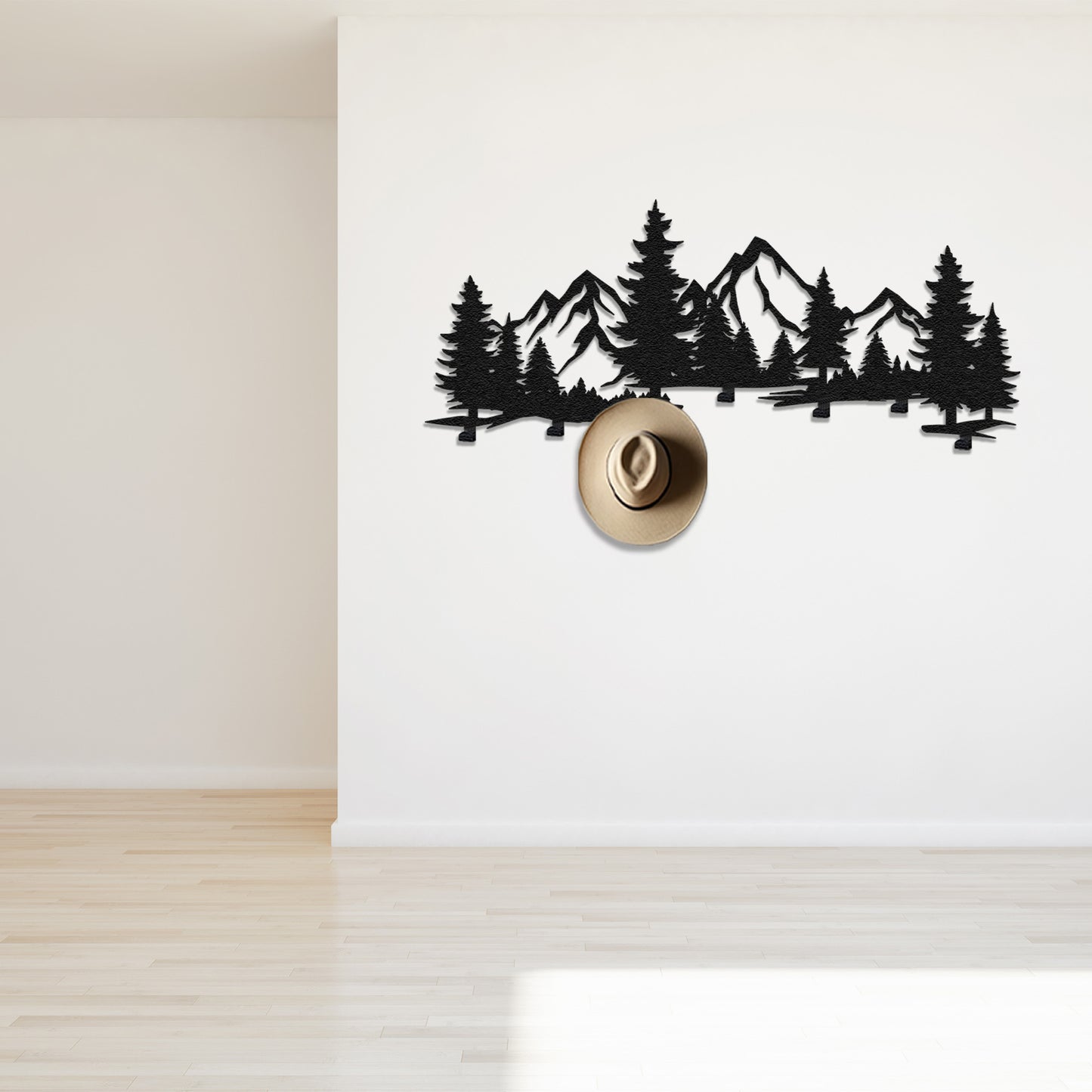 Mountain and Forest Coat Rack Wall Mount Rack, Clothes Hanger, Entryway Organizer, Birthday Gift, Home Decoration, Metal Wall Decor, Nature