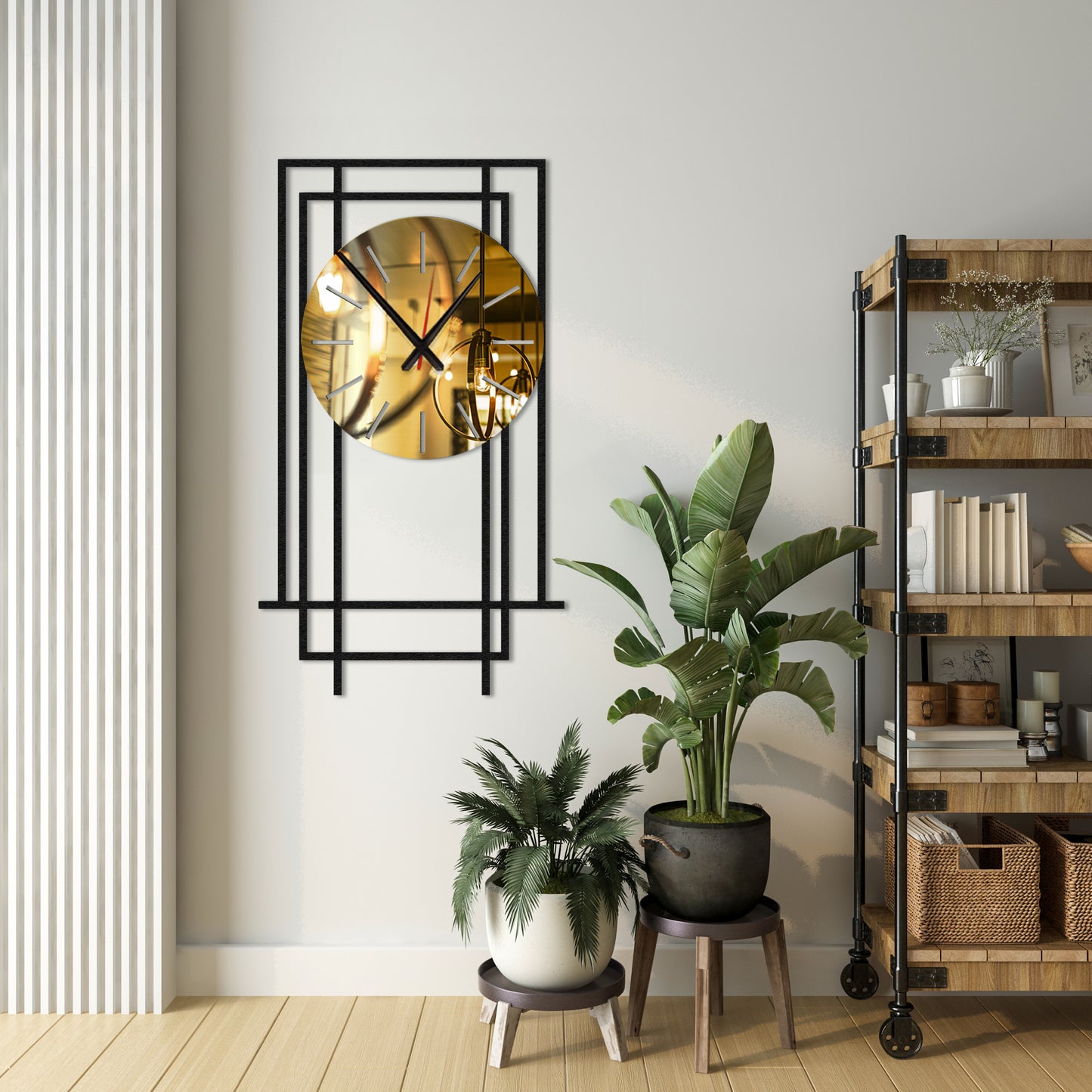 Modern Minimalist Plexiglass Detailed Wall Clock, EXTRA LARGE Black Wall Clock with Plexiglass Mirror, Unique Design Silent Long Clock