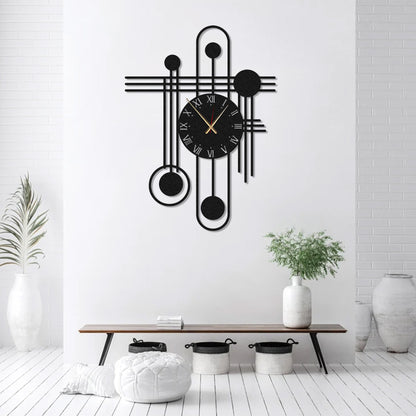 Modern Geometric Metal Wall Clock, Oversized Abstract Design Wall Clock, Unique Silent Clock, Horloge Murale, Wall Clock Art, Gift for Home