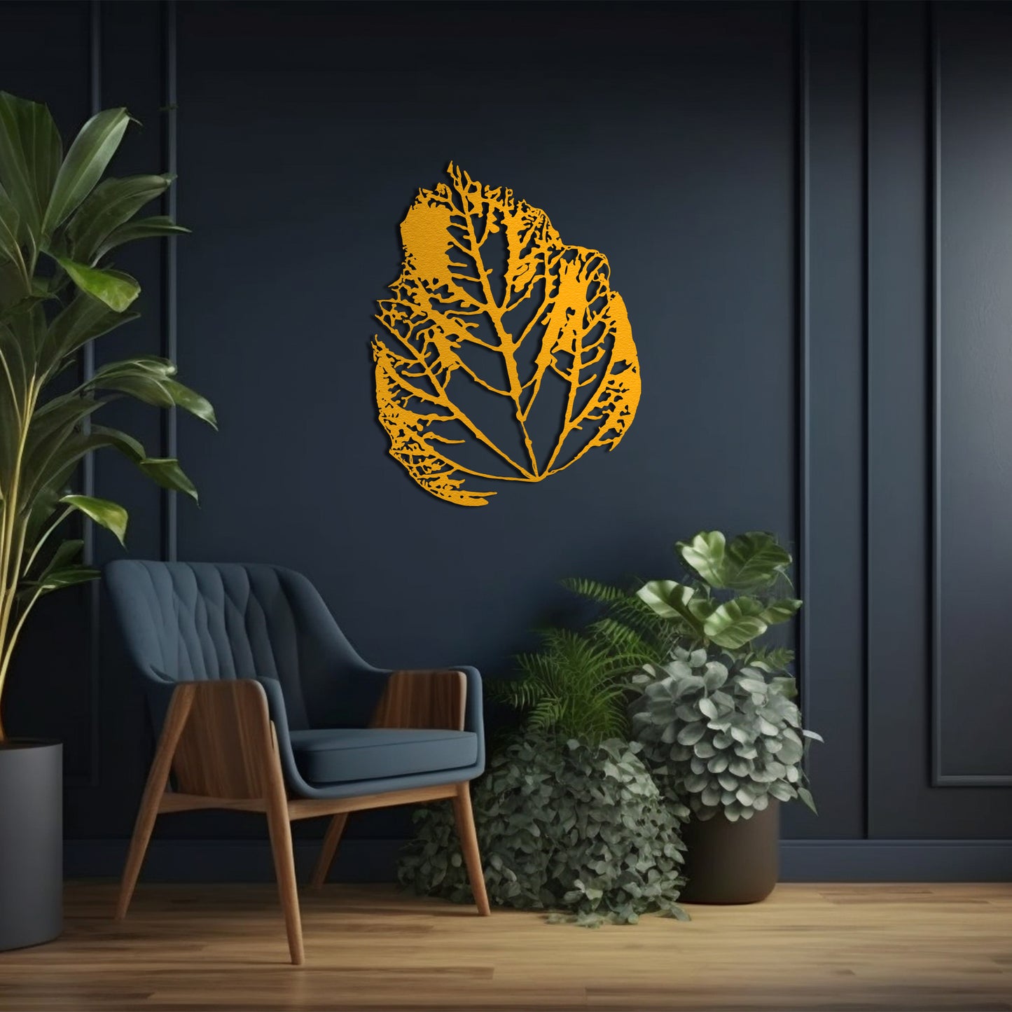 Metal Leaf Wall Art, Metal Wall Decor, Large Gold Leaves Wall Art, Wall Hangings, Modern Home Artwork Nature Decoration for Living Room