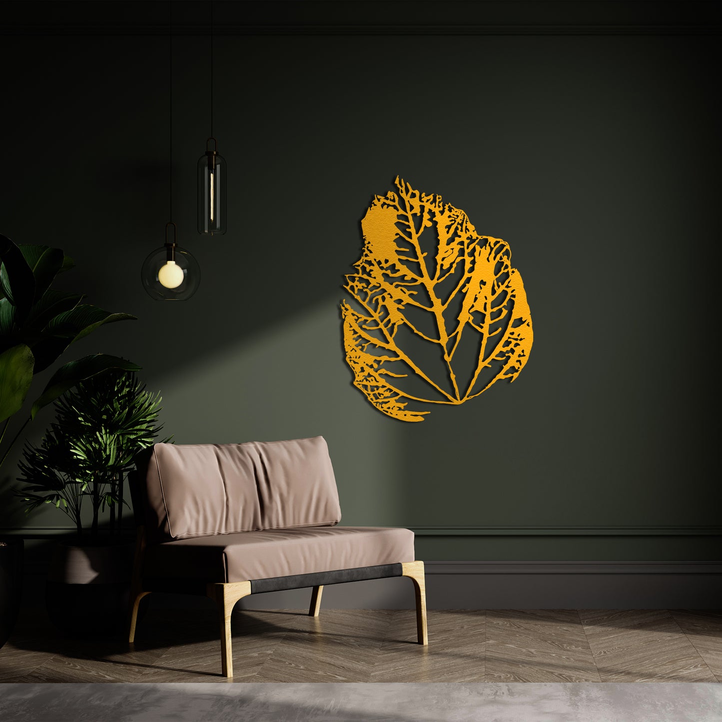 Metal Leaf Wall Art, Metal Wall Decor, Large Gold Leaves Wall Art, Wall Hangings, Modern Home Artwork Nature Decoration for Living Room