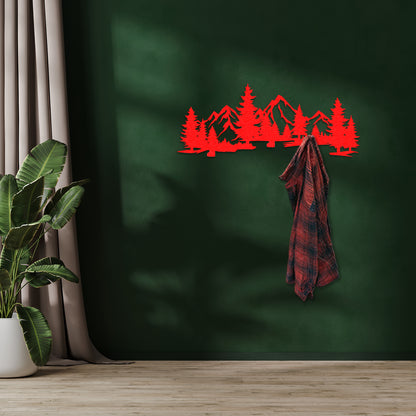 Mountain and Forest Coat Rack Wall Mount Rack, Clothes Hanger, Entryway Organizer, Birthday Gift, Home Decoration, Metal Wall Decor, Nature