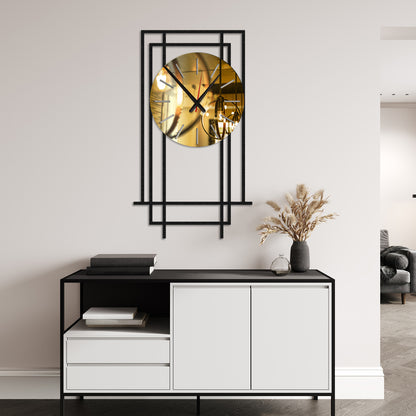 Modern Minimalist Plexiglass Detailed Wall Clock, EXTRA LARGE Black Wall Clock with Plexiglass Mirror, Unique Design Silent Long Clock