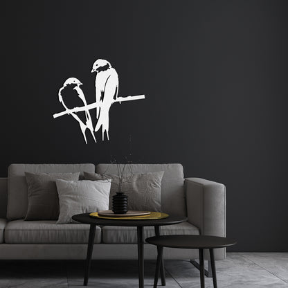 Modern Metal Bird Figurine Wall Decor - Minimalist Black Metal Wall Ornament