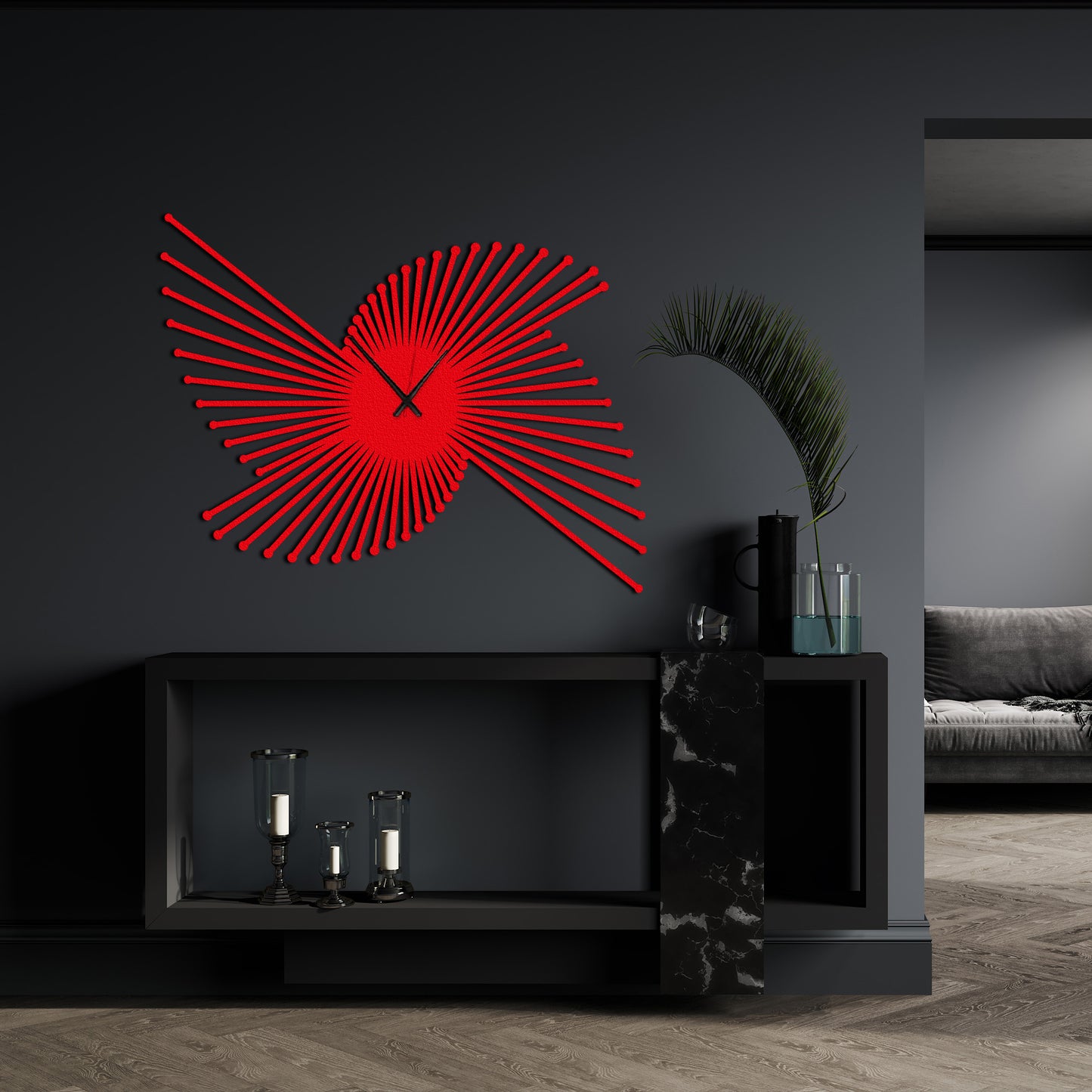 Modern Geometric Metal Wall Clock, Oversized Abstract Design Wall Clock, Unique Silent Clock, Horloge Murale, Wall Clock Art, Gift for Home (Kopya)